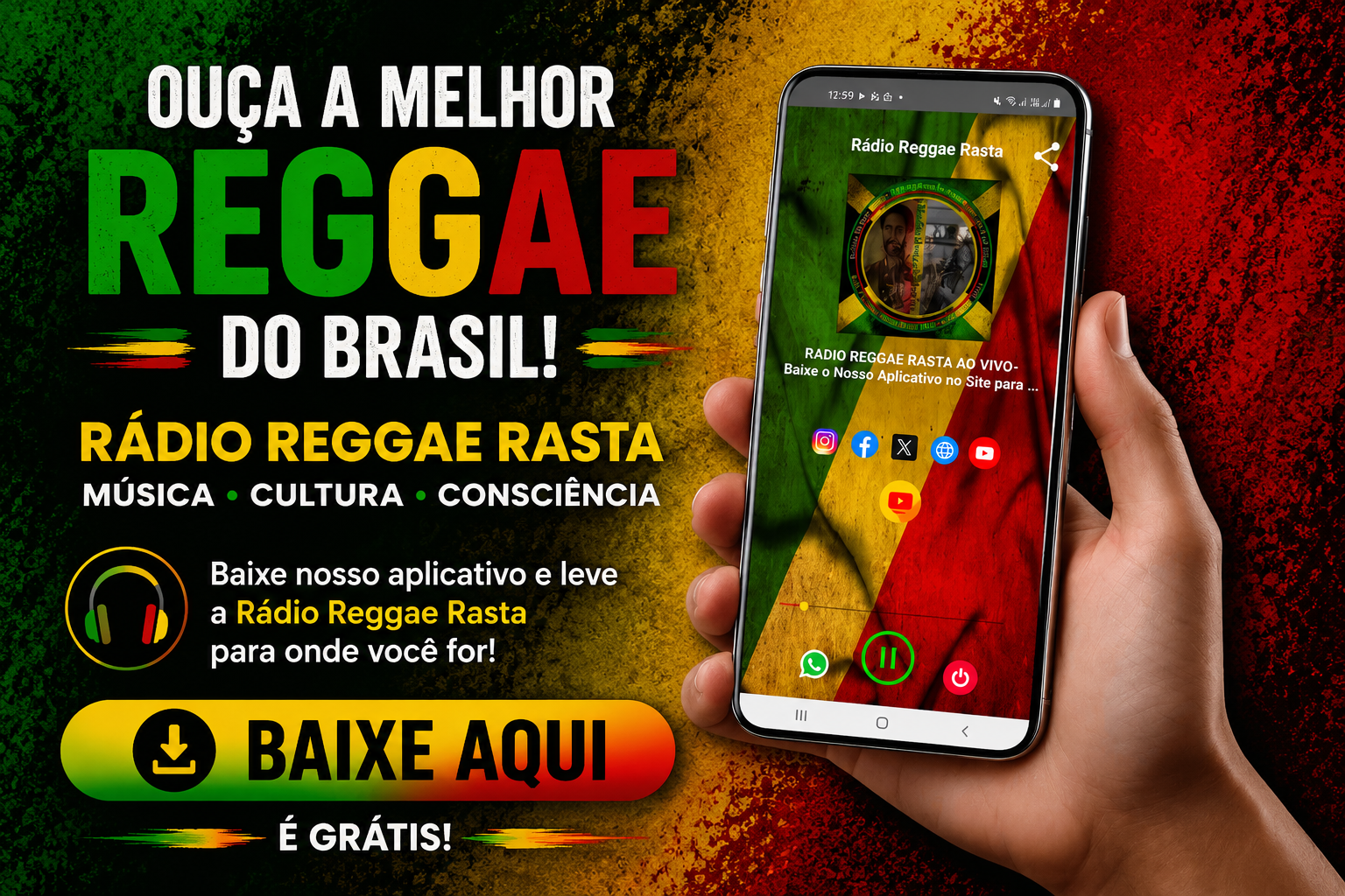 Baixe o Aplicativo da Rádio Reggae Rasta