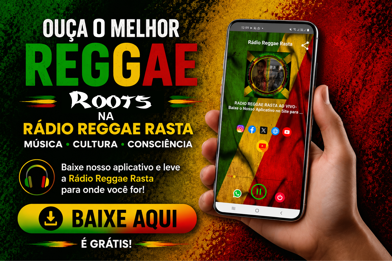Baixe o Aplicativo da Rádio Reggae Rasta